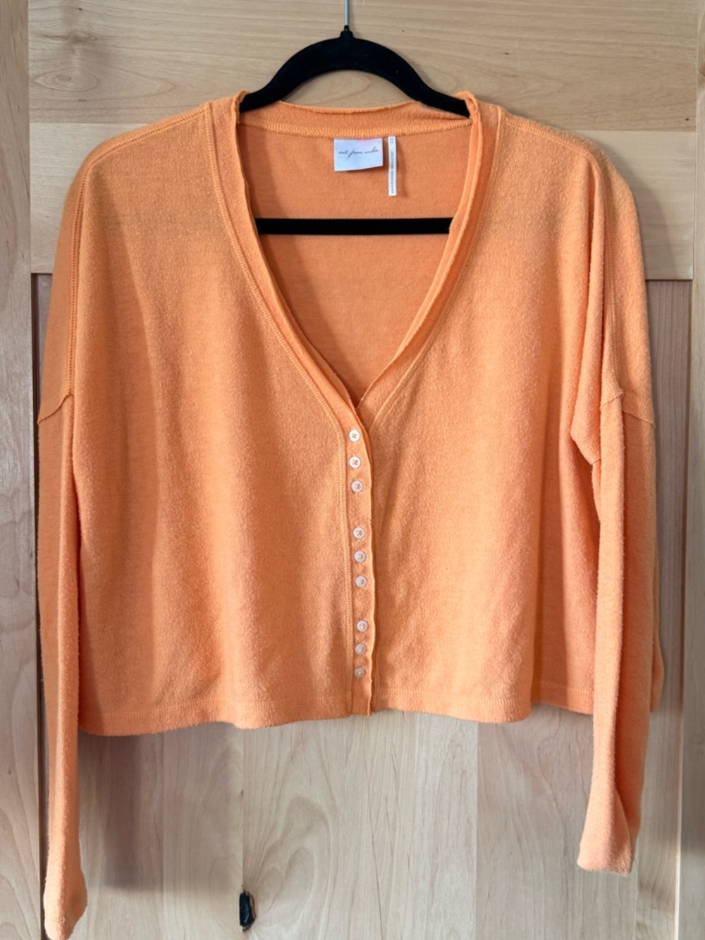 Out From Under Orange Cropped Cardigan Sweater XS Button Front V Neck